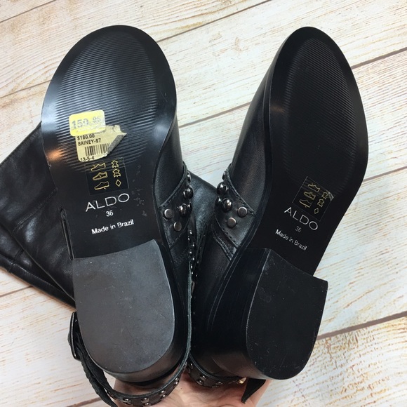 ALDO Bainey studded strap tall leather boots 36 - Picture 6 of 7